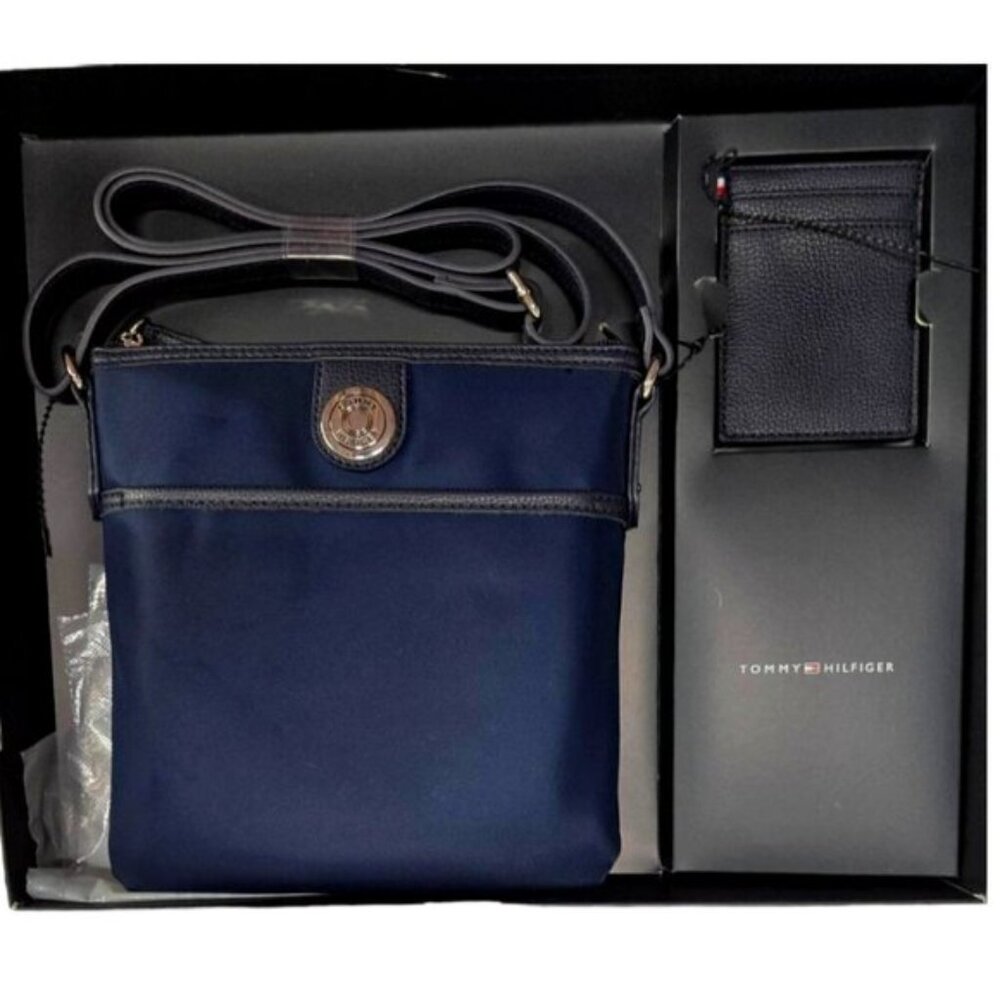 TOMMY HILFIGER Navy Crossbody & Card Holder Boxed Gift Set